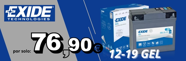 Oferta batería Exide 12-19 GEL por tan solo 76,90€